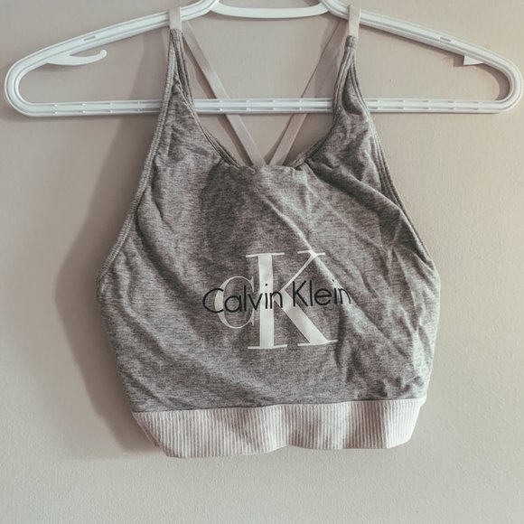 Calvin Klein Jeans Logo High-Neck Sports Bra/Tank - Picture 1 of 3
